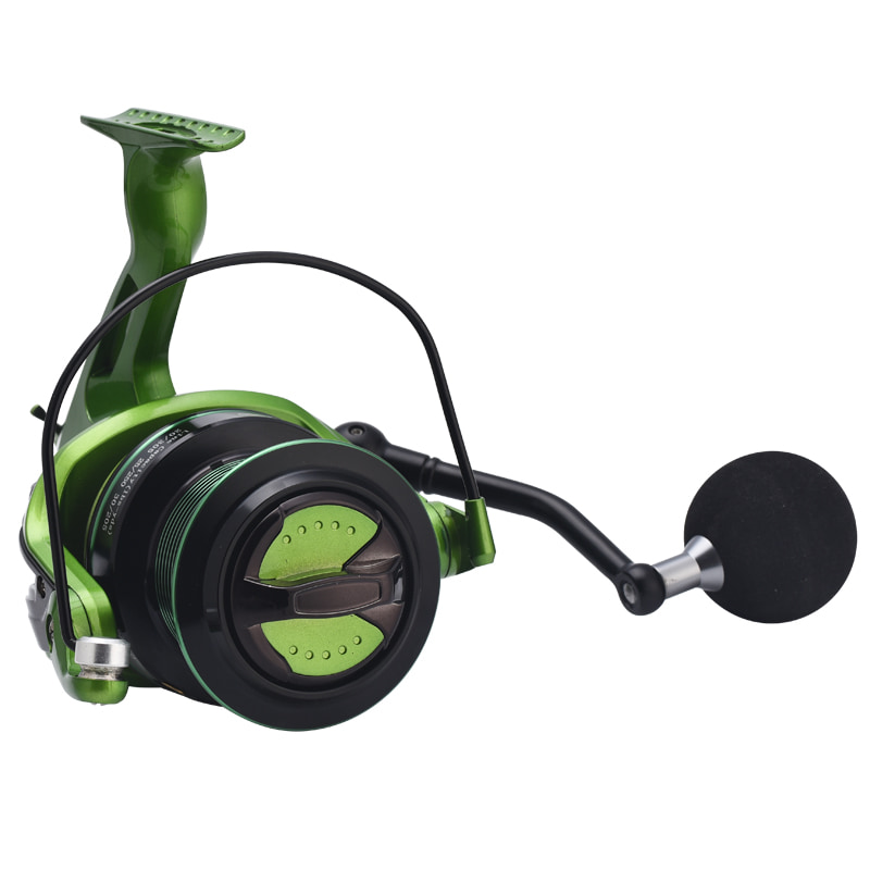 Pisces marini altae viridis metallo fluctuat Distant Rota longi jacta Raft Wheel pellice Jacens reel volitans reel piscatus